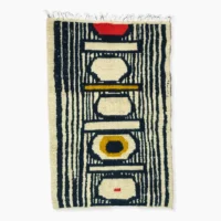 Bold Geometric Handwoven Moroccan Rug - handmade Abstract Art