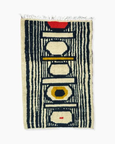 Bold Geometric Handwoven Moroccan Rug - handmade Abstract Art