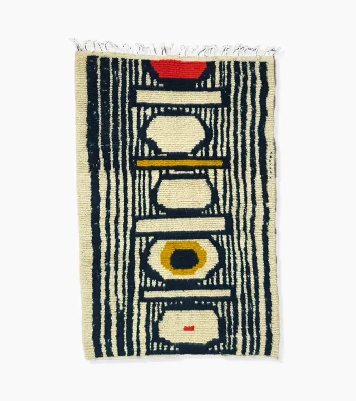 Bold Geometric Handwoven Moroccan Rug - handmade Abstract Art