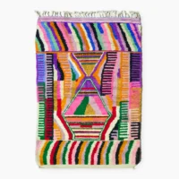 Colorful Moroccan Rug with Geometric Design Authentic Moroccan rug