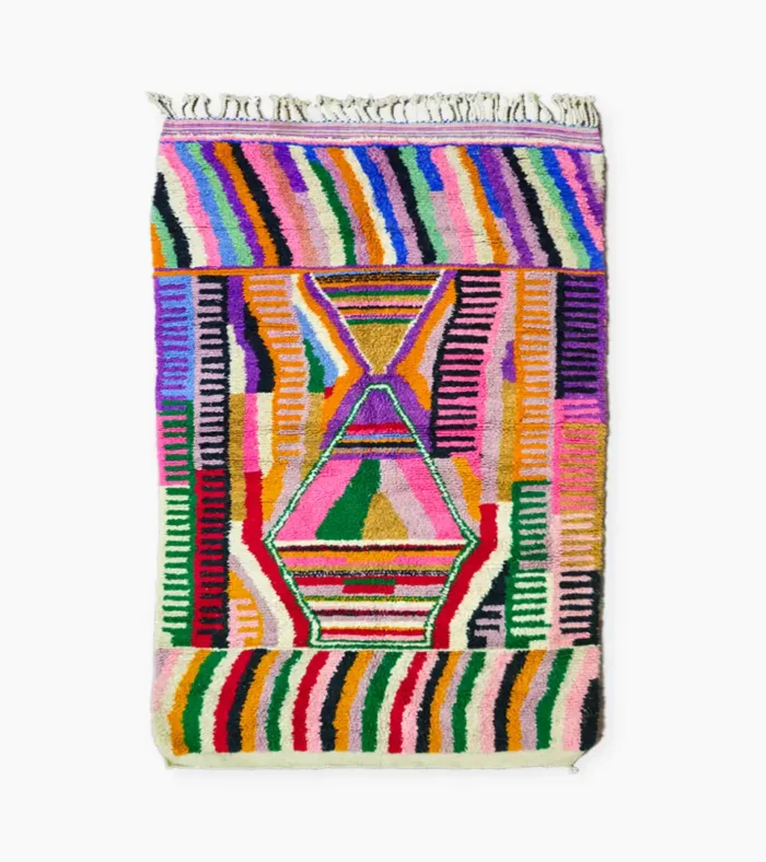 Colorful Moroccan Rug with Geometric Design Authentic Moroccan rug