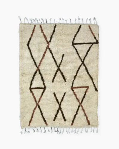 Creamy Moroccan Rug with Geometric Design, Authentic Moroccan rug, white rug