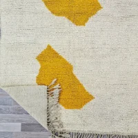 Mid-Century Modern Moroccan Rug - Geometric Gold Accent