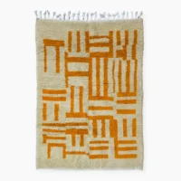 Tangerine Maze Moroccan Rug on Creamy base