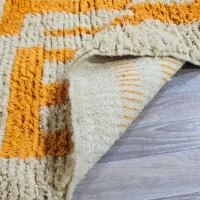 Tangerine Maze Moroccan Rug on Creamy base