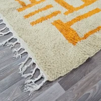 Tangerine Maze Moroccan Rug on Creamy base