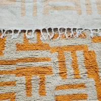 Tangerine Maze Moroccan Rug on Creamy base