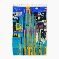 Unique Handwoven Moroccan Rug – Cityscape Art