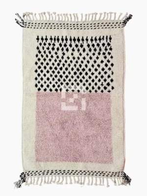 Top View of Handmade Beni Mrirt Moroccan wool rug with a dotted block pattern