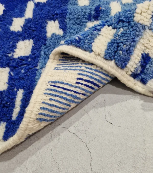 Handwoven Checked Plush Wool Rug - Image 5