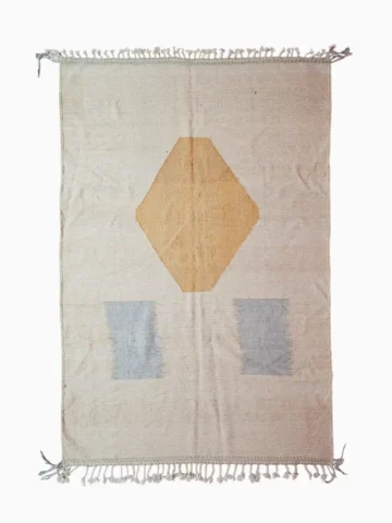 Top View of Handmade Moroccan Kilim rug with a minimalist diamond pattern