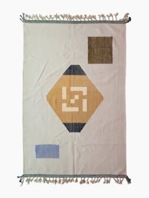 Top View of Orion Lozenge Geometric Kilim Rug