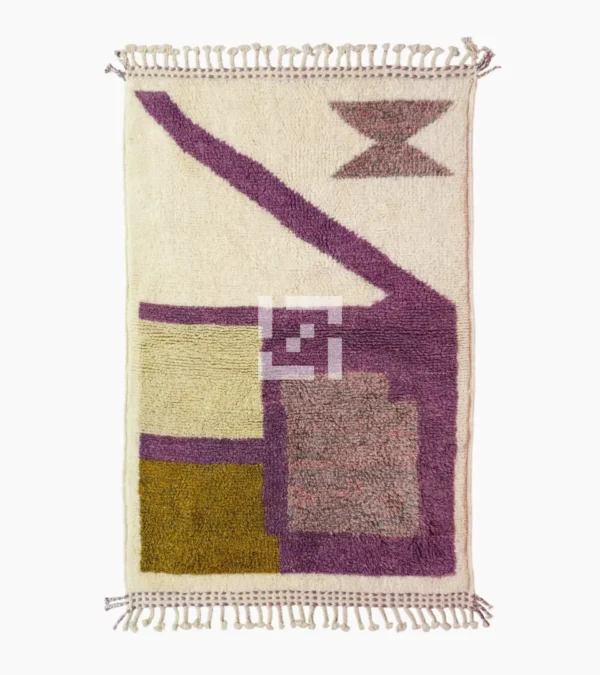 Top View of Zaria Curve Abstract Wool Rug