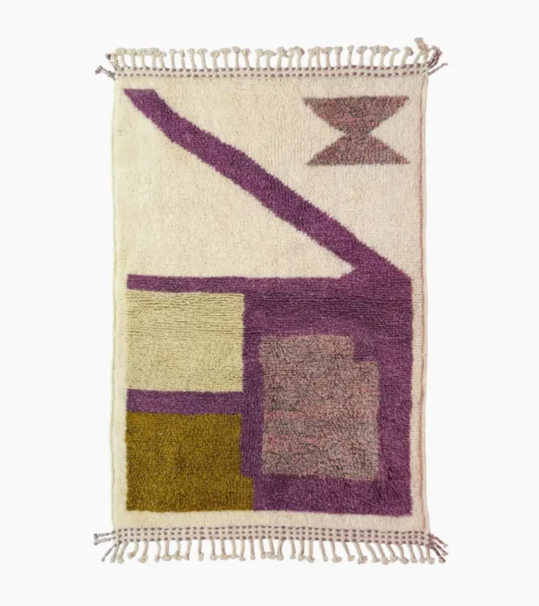 Top View of Zaria Curve Abstract Wool Rug