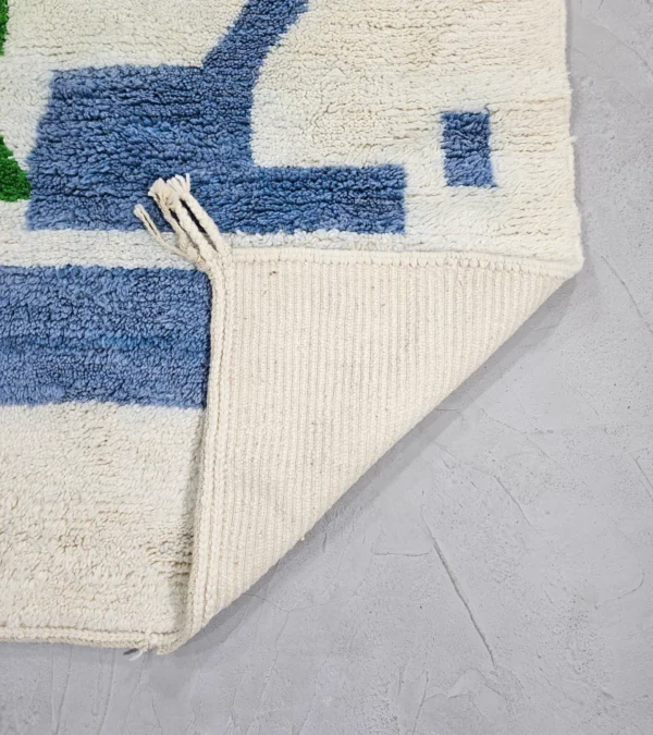 Detailed View of Hand-Knotted Contemporary Abstract Wool Area Rug with Colorful Shapes