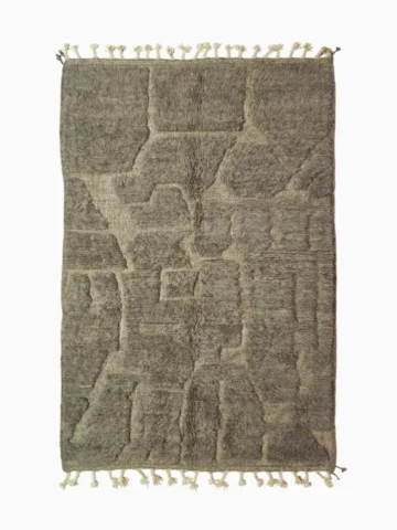 Top View of Anis handmade Beni Ourain Textured Wool Rug with an abstract map-like design in taupe and ivory