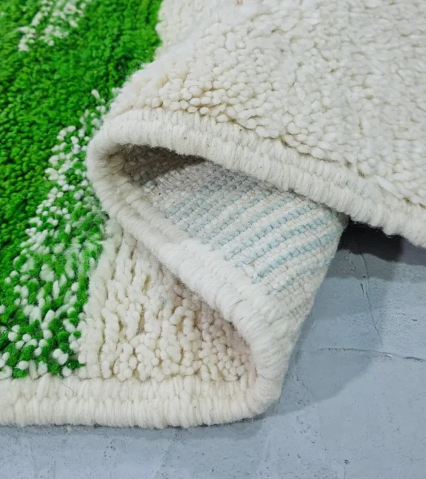 Detailed View of Arij handmade Moroccan wool rug with a modern multicolor design