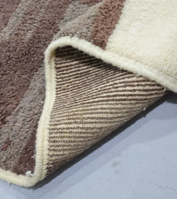 Detailed View of Avery handmade Beni Ourain wool rug with a modern geometric neutral design