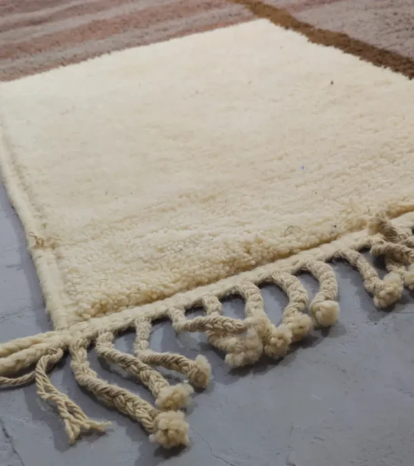 Detailed View of Avery handmade Beni Ourain wool rug with a modern geometric neutral design