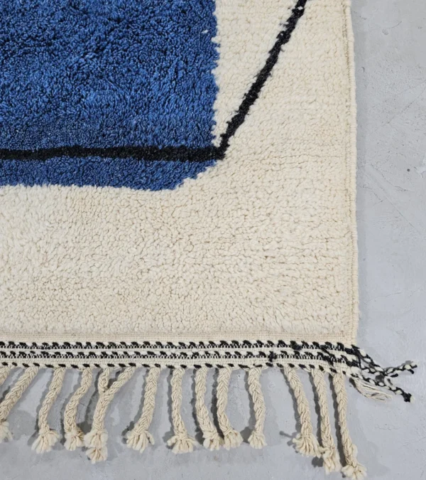 Detailed View of Handmade Moroccan hand-knotted wool rug with plush high-pile texture and bold abstract design from Elara collection