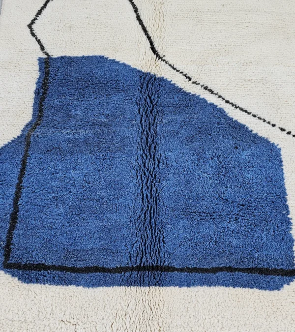 Detailed View of Handmade Moroccan hand-knotted wool rug with plush high-pile texture and bold abstract design from Elara collection