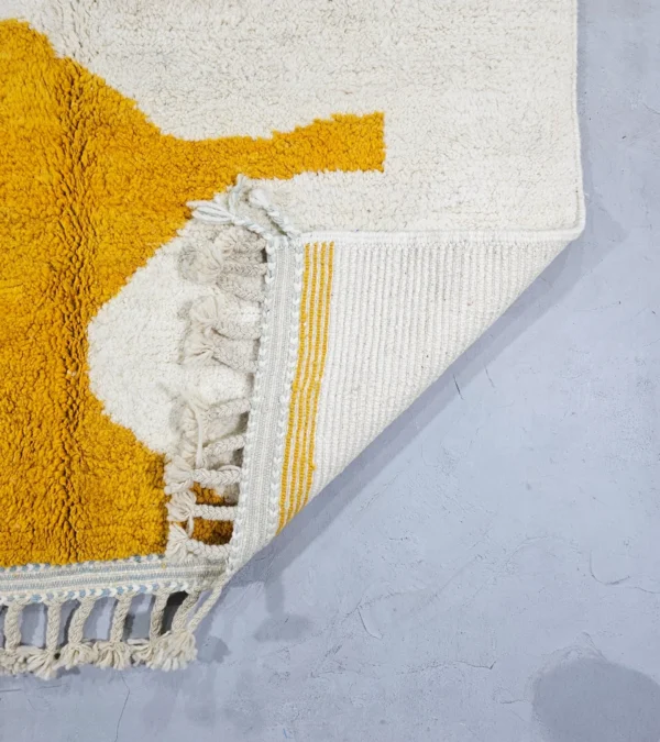 Detailed View of Handmade Moroccan wool rug with abstract multicolor geometric shapes