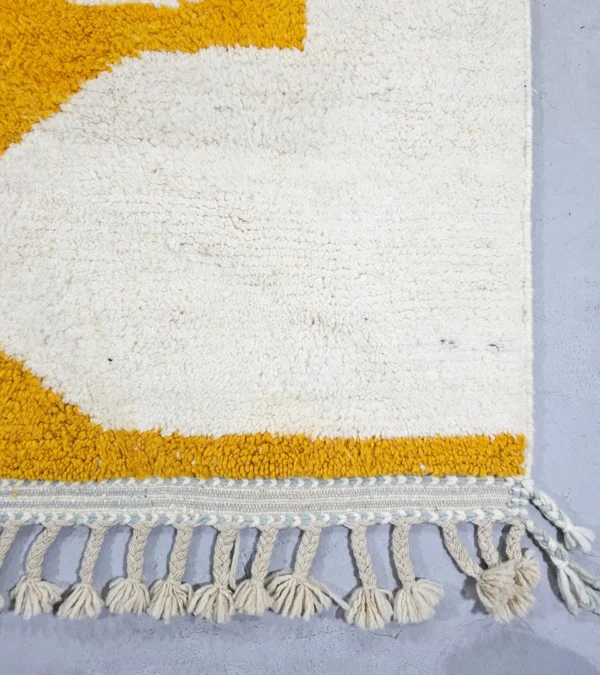 Detailed View of Handmade Moroccan wool rug with abstract multicolor geometric shapes