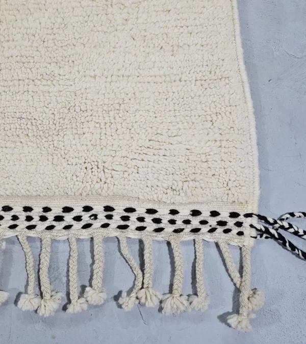 Detailed View of Neo handmade Beni Ourain wool rug with a bold abstract design in mustard yellow and olive green