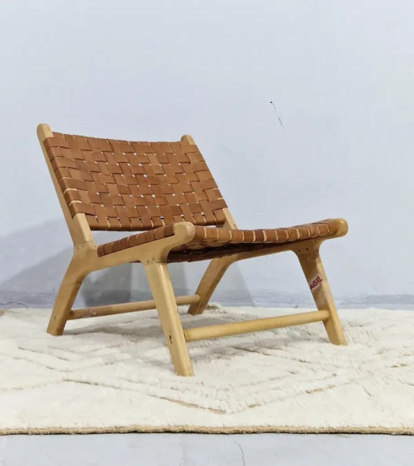 Sirine handmade Beni Ourain wool rug with a classic trellis pattern and a raised, textured pile in room