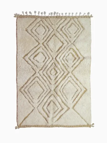 Top View of Sirine handmade Moroccan Trellis Rug with a classic trellis pattern and a raised, textured pile