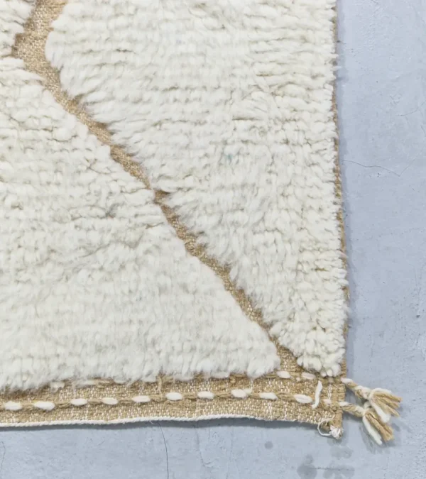 Detailed View of Sirine handmade Beni Ourain wool rug with a classic trellis pattern and a raised, textured pile