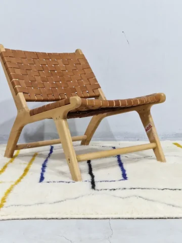 Oslo handmade Azilal wool rug with a vibrant abstract, geometric design on a high pile in room