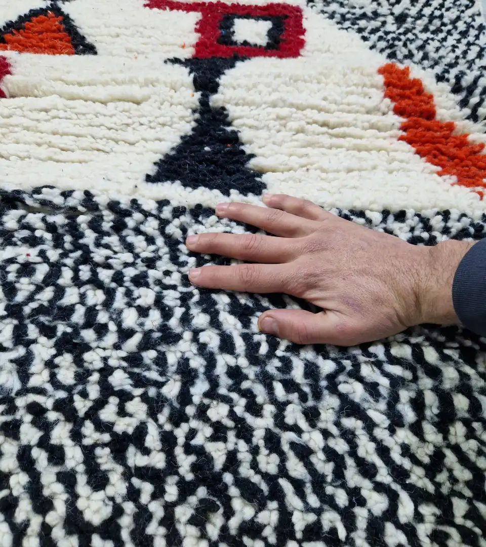 Modern graphic Moroccan wool runner rug 3x9 ft