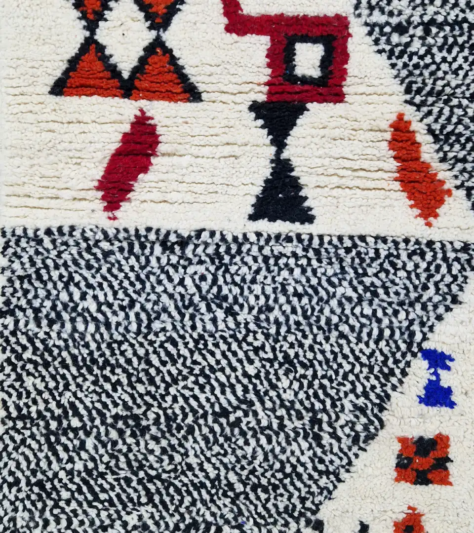 Modern graphic Moroccan wool runner rug 3x9 ft