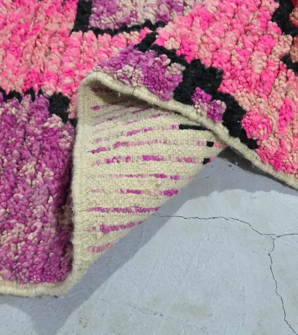 Pink geometric Moroccan wool area rug