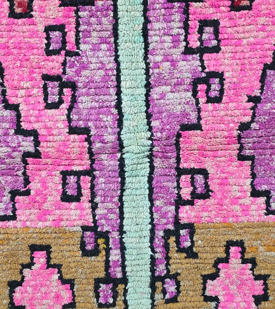 Pink geometric Moroccan wool area rug
