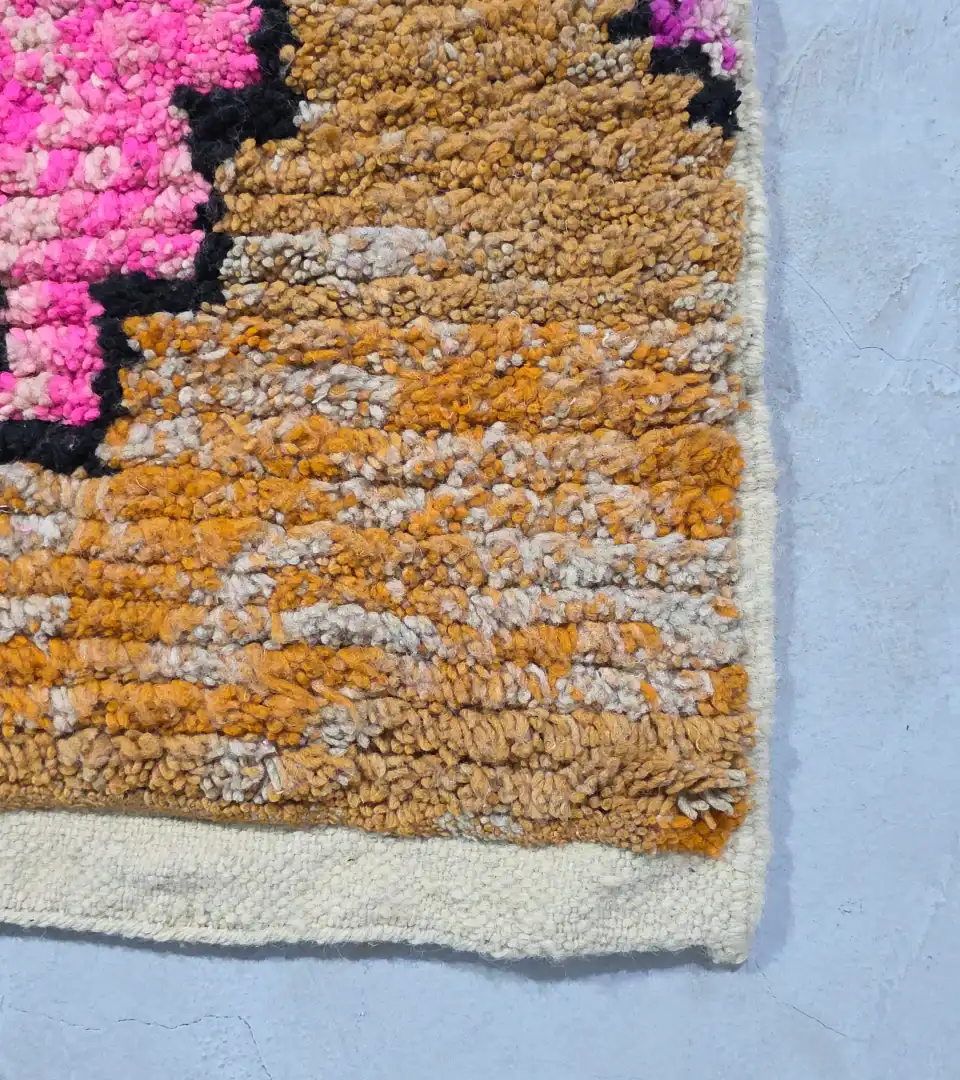 Small Moroccan wool rug with geometric pattern