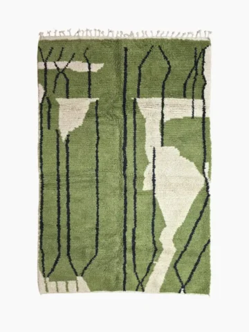 Hand knotted Moroccan wool rug 8x10 green