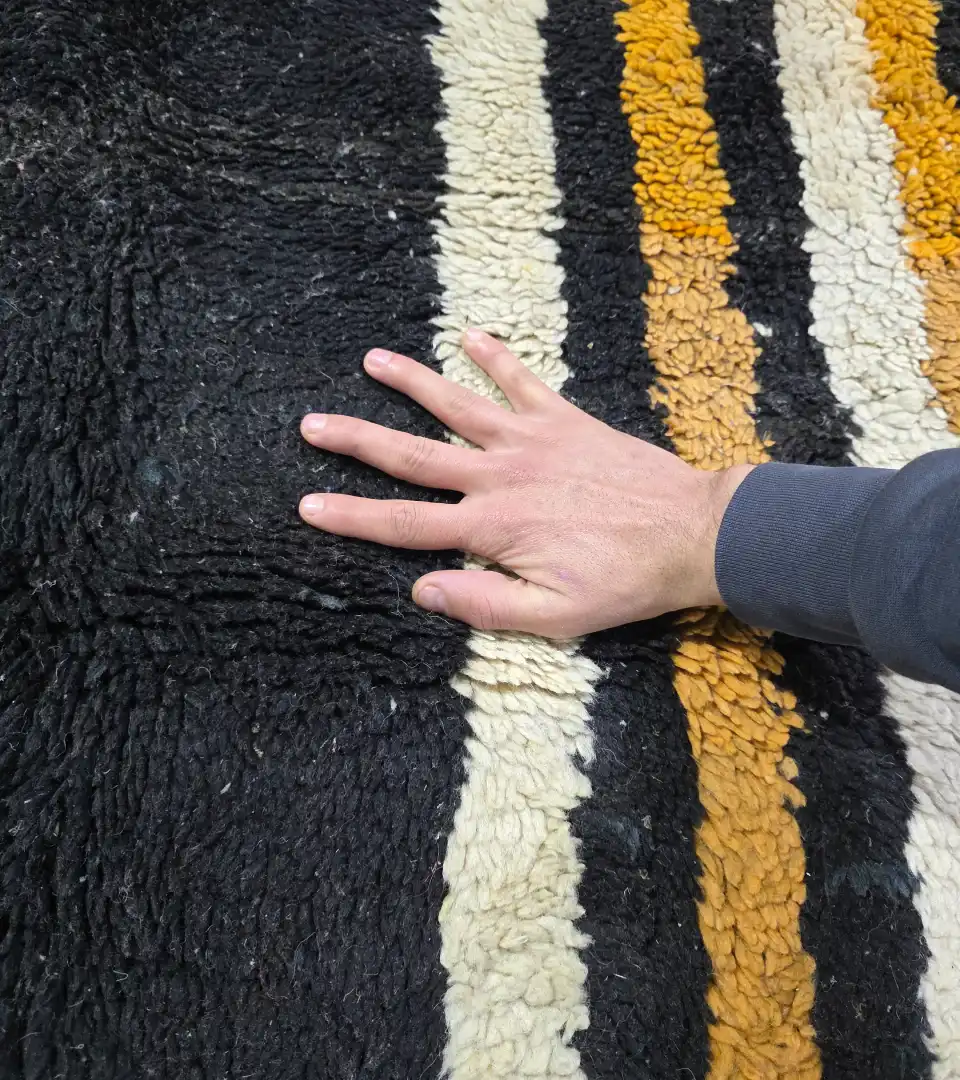 High quality Moroccan wool rug with layered design