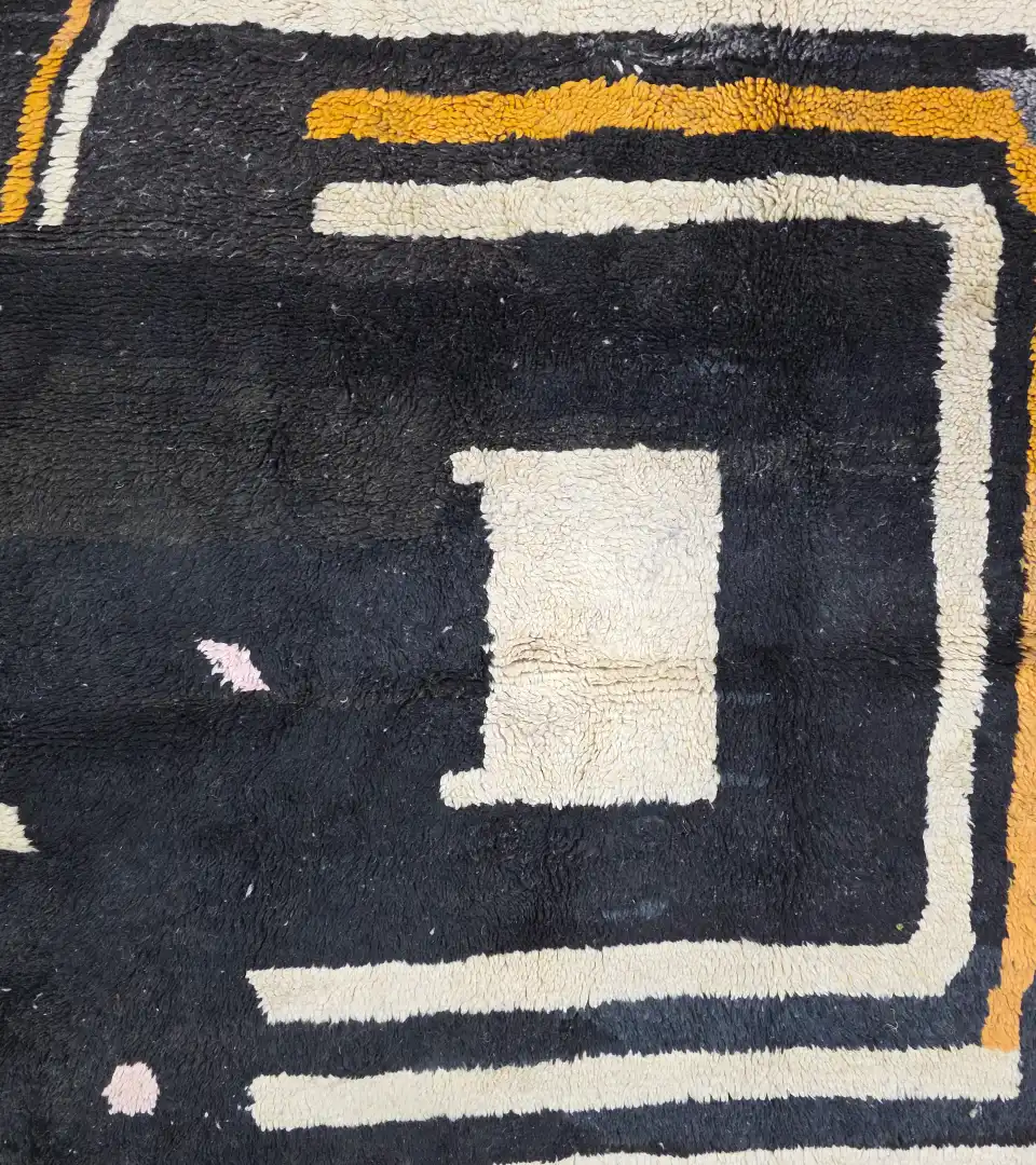 High quality Moroccan wool rug with layered design