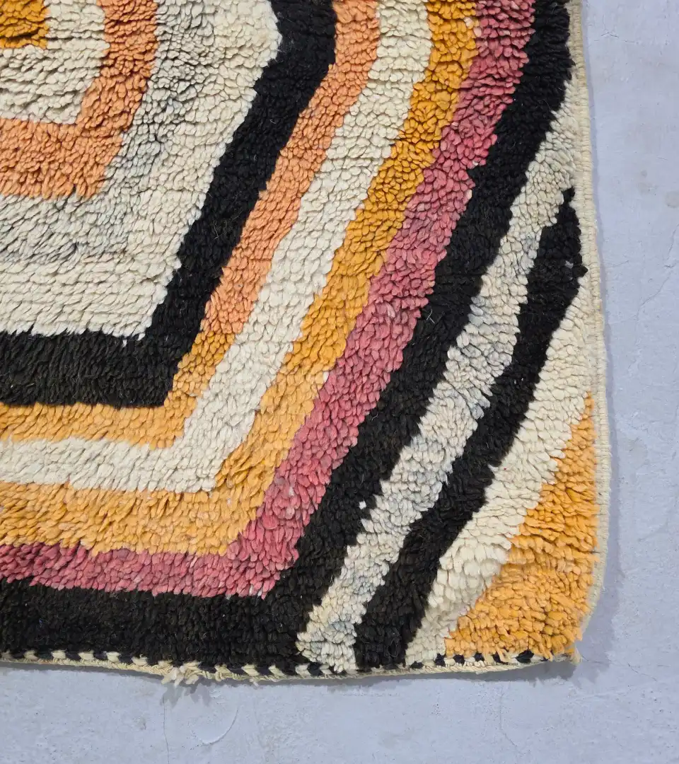 Artisan hand knotted multicolor wool rug