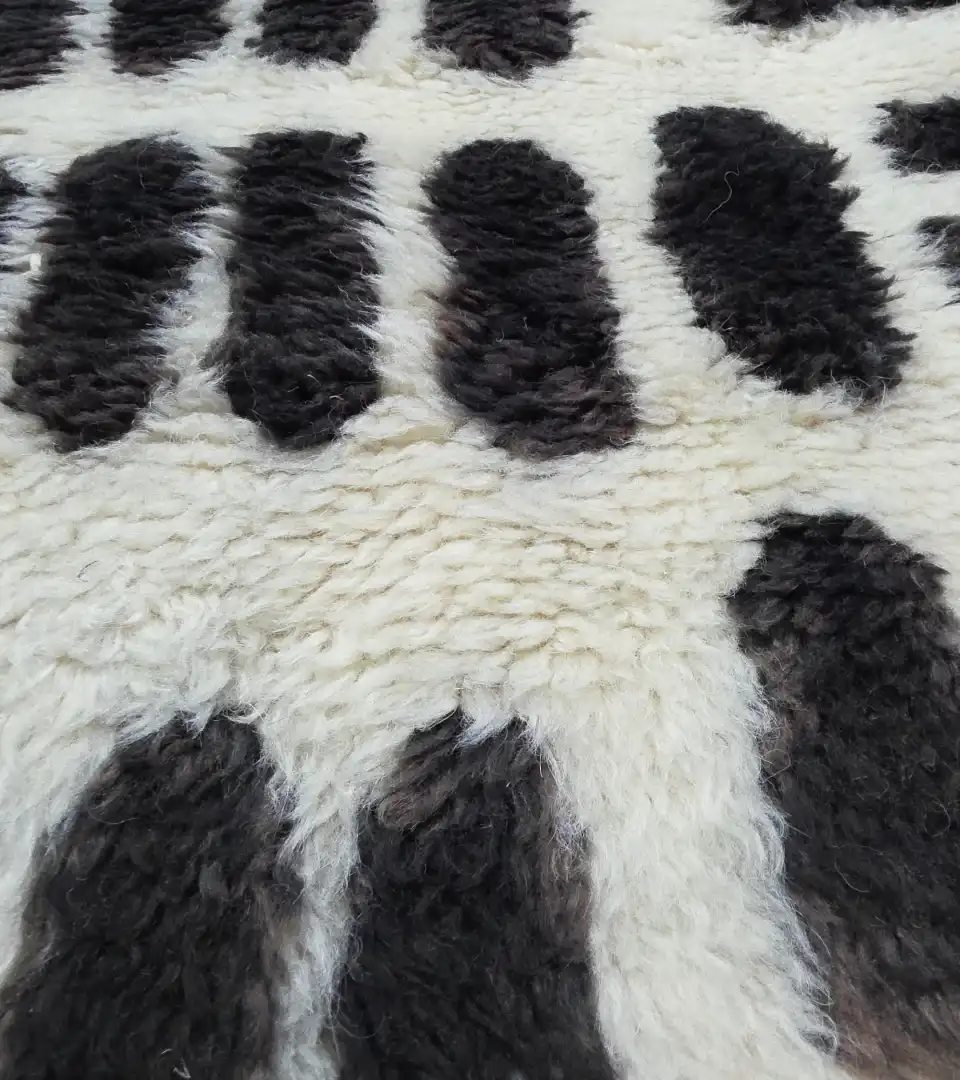 Contemporary geometric Moroccan runner rug black ivory