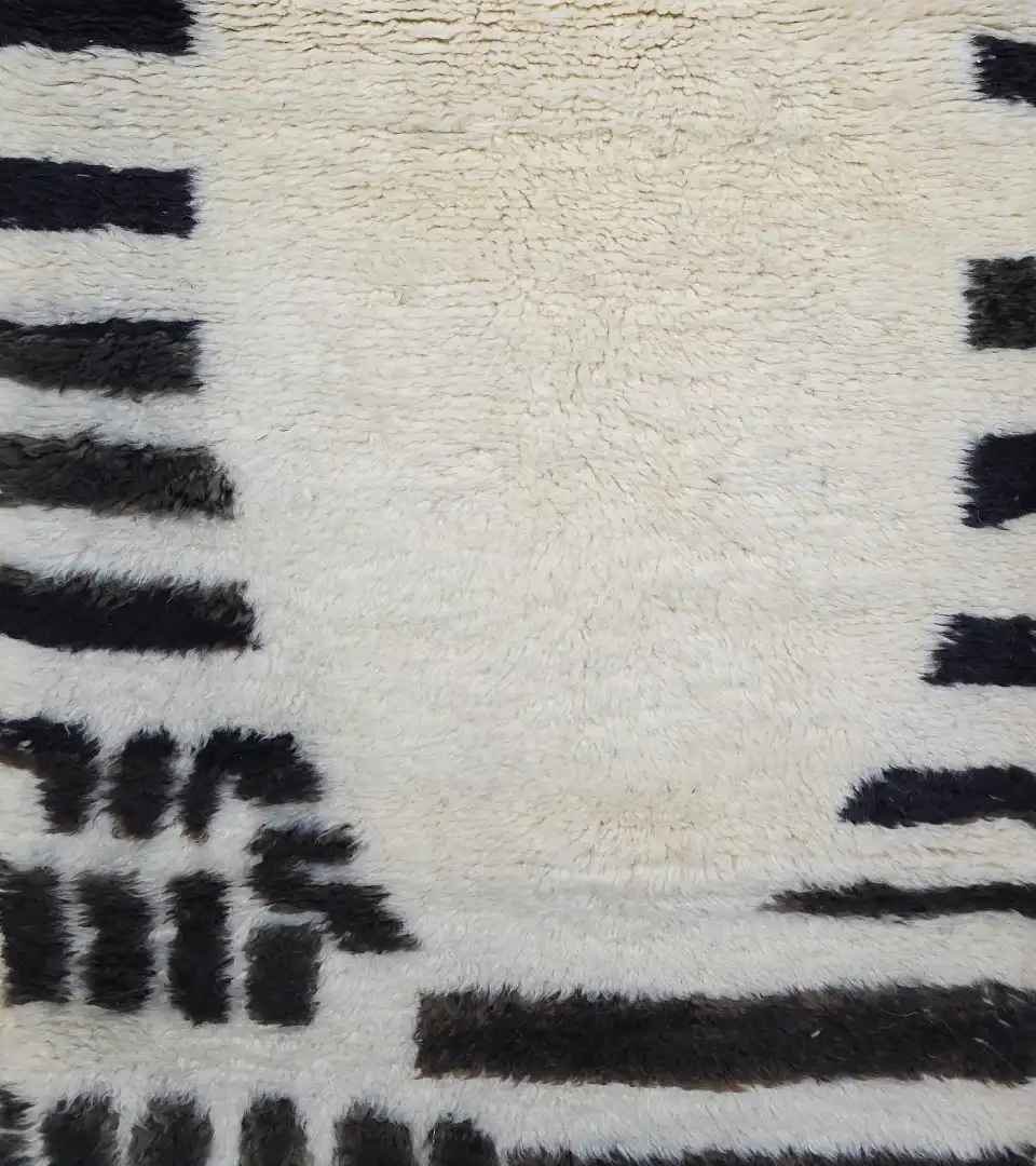 Modern striped and grid Moroccan wool runner for hallway 2.5x10