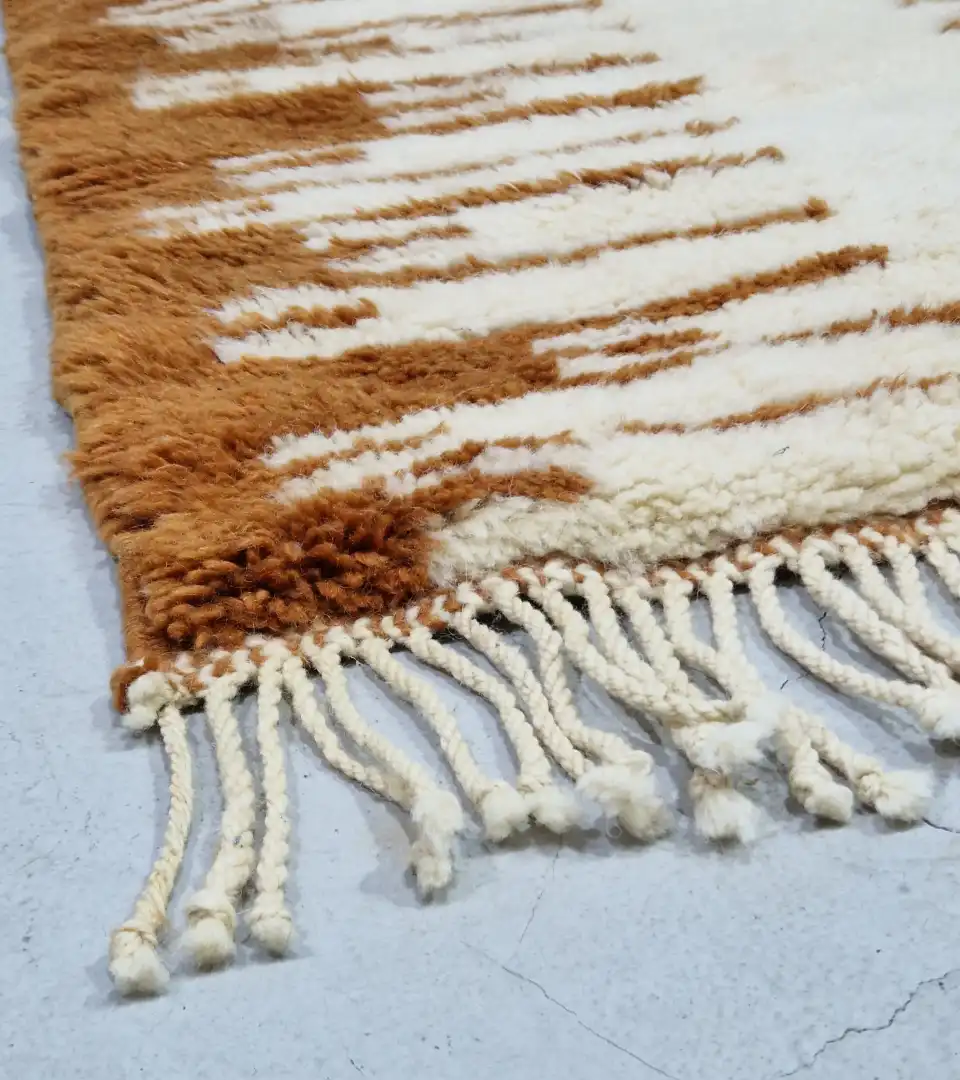 Modern earthy wool runner rug hand knotted in Morocco