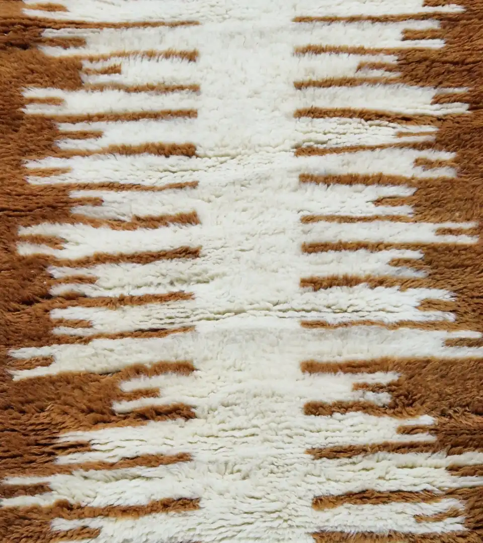 Minimal warm Moroccan runner rug 2.5x8 with organic pattern