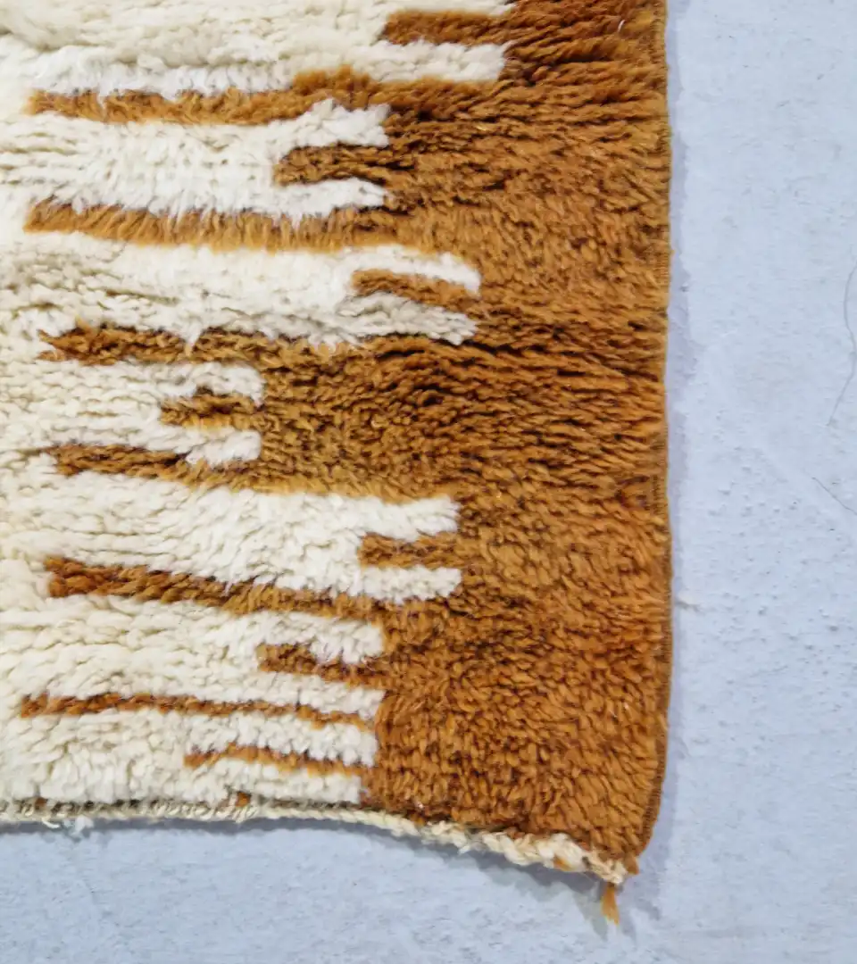 Modern earthy wool runner rug hand knotted in Morocco