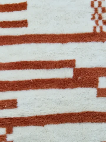 Hand knotted Moroccan wool runner rug 2.5x8 ivory terracotta