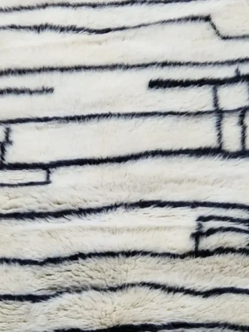 White and black Moroccan wool hallway runner with linear pattern