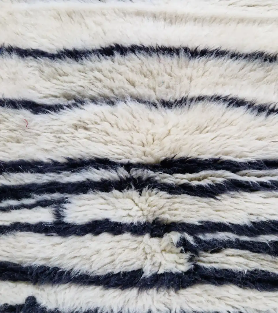 Modern minimalist Moroccan wool runner rug 2.6x8 monochrome