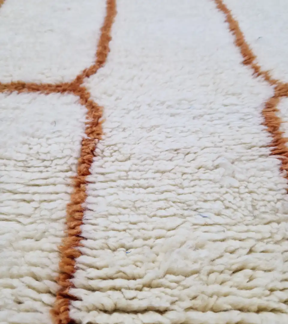 Minimalist wool hallway runner rug 3x8 hand knotted in Morocco